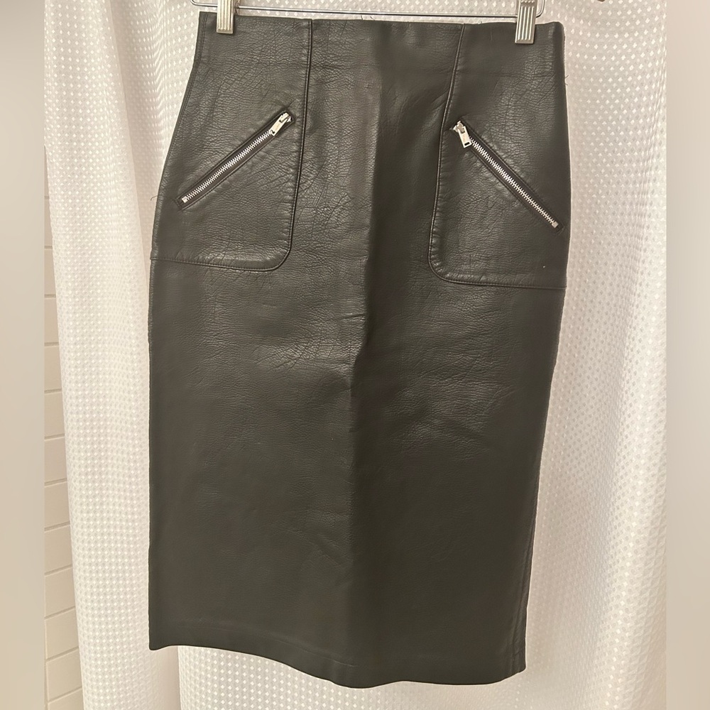 Black ZARA Pleather Pencil Skirt